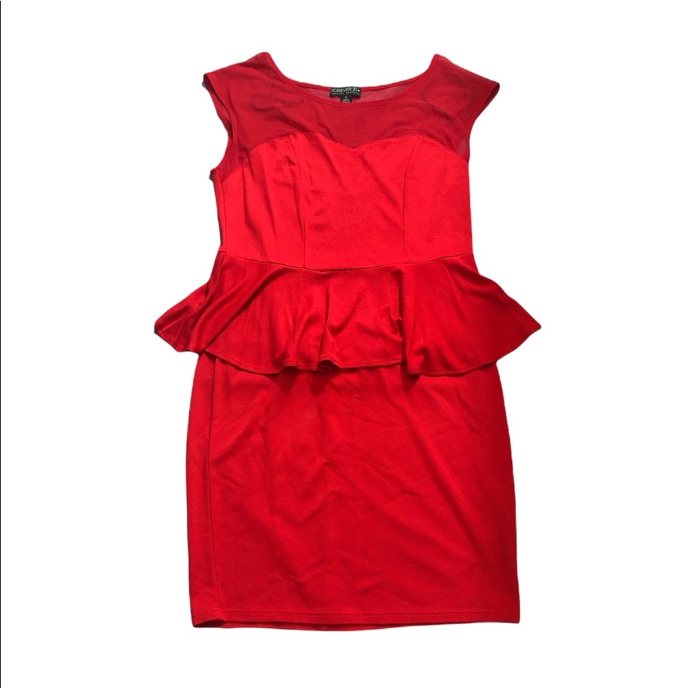 FOREVER 21 Peplum Party Dress in Red